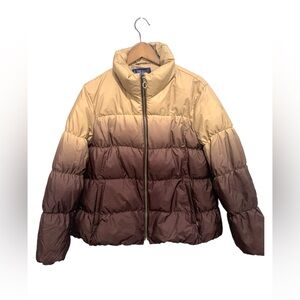 The Tower Collection by London Fog Ombré Puffer Jacket Women’s Tan Brown Sz: L